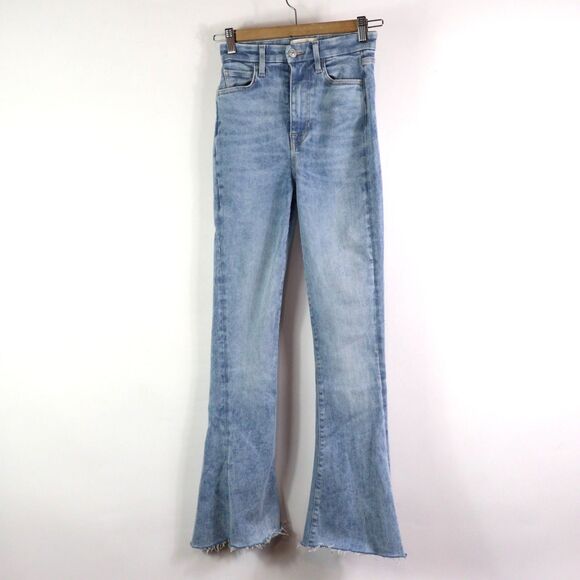 7 For All Mankind No Filter Ultra High Rise Skinny Flare raw hem jeans size 25 - Picture 3 of 10